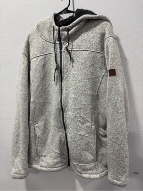 Men's Grey Zip-Up Hooded Fleece Jacket